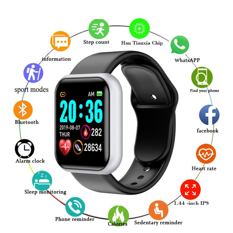 Compatible with , Y68 Color Screen Smart Bracelet Heart Rate Blood Pressure Blood Oxygen